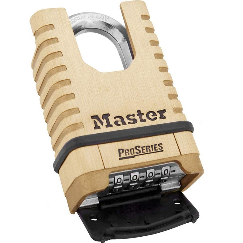 Master Lock 1177D 2-1/4in (57mm) Wide ProSeries Shrouded Brass Resettable Combination Padlock, 4 Pack Bundle w/Keychain Light - Image 3